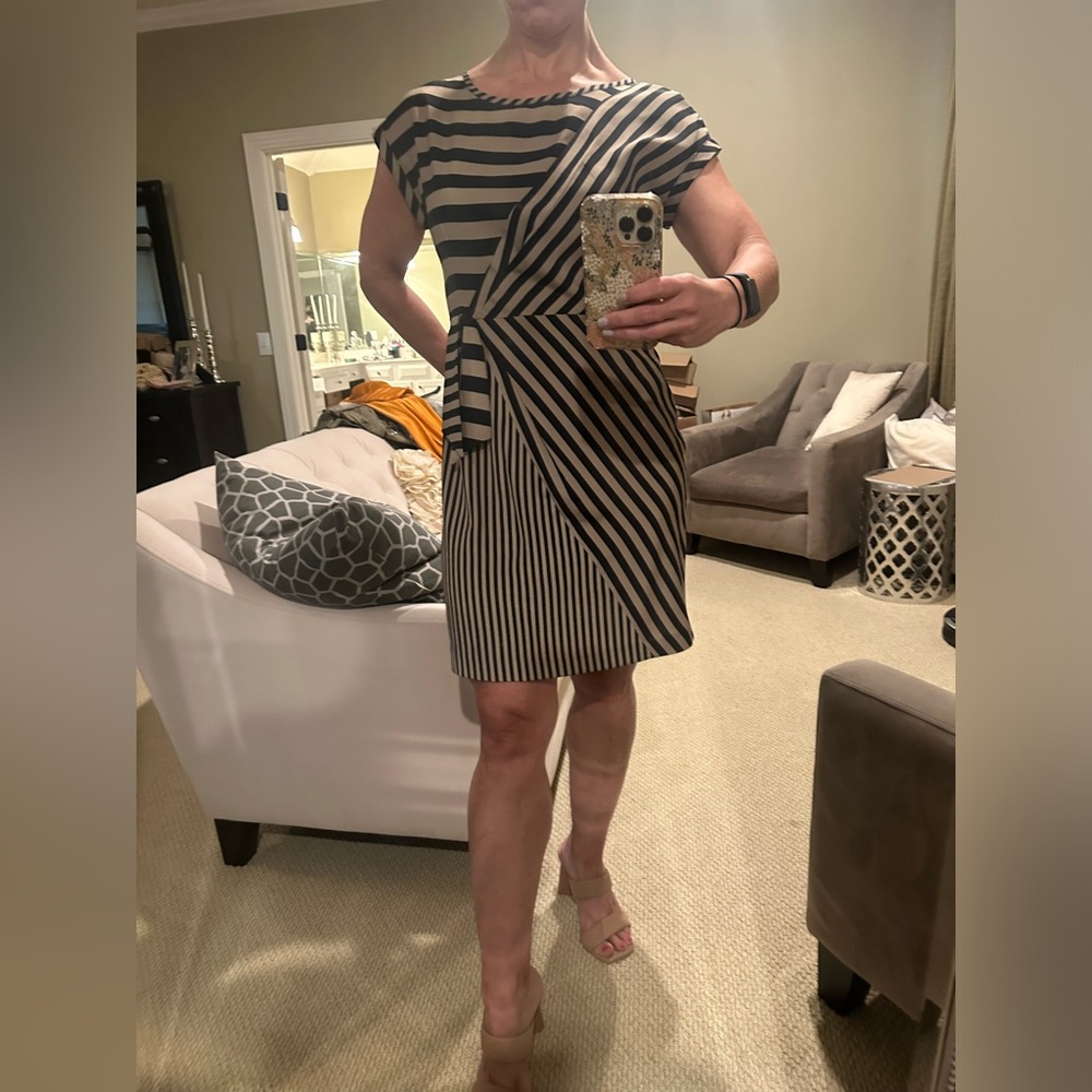 Navy and Tan striped Dress
